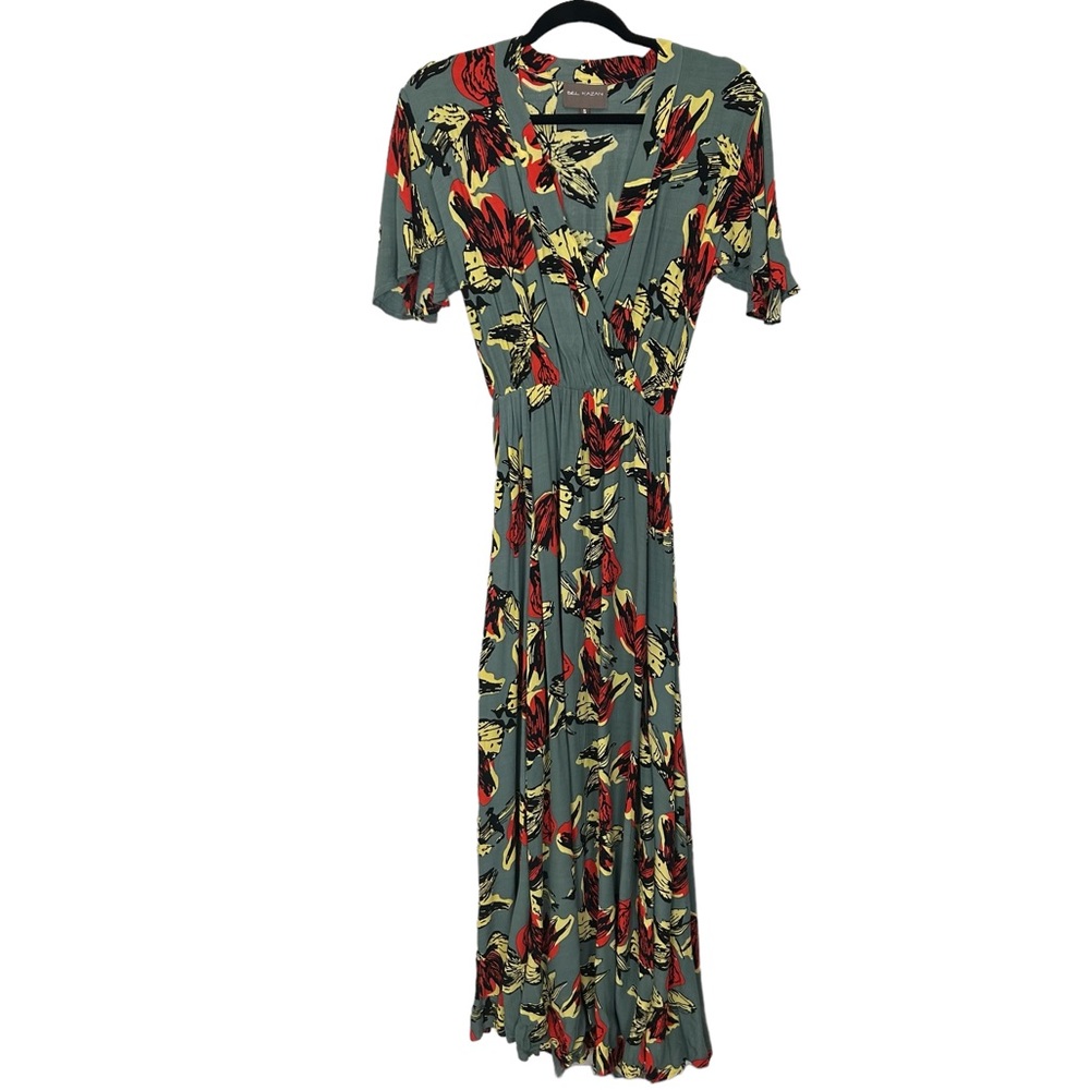 Anthropologie Green Floral Maxi Dress